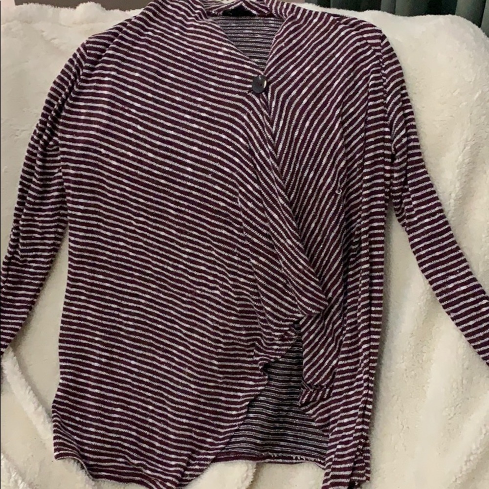 Maroon & silver glitter striped cardigan size S